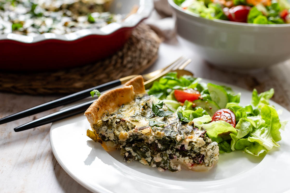 Grüne Gemüsequiche mit Feta